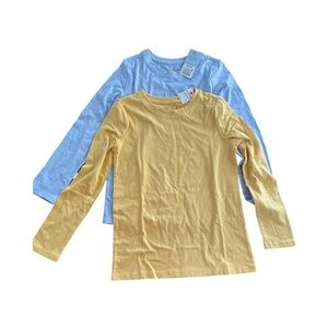 Cat & Jack Kids 2 Long Sleeve T-Shirts Yellow and Blue NWT Size S (6/6X)
